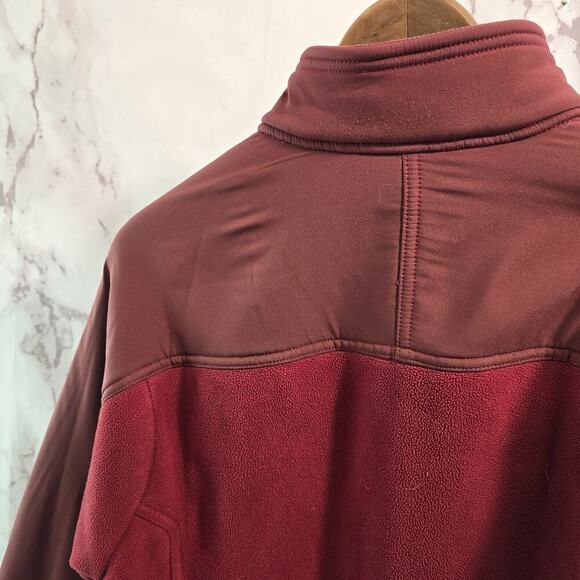 LL Bean Jacket Mens Medium Red Fleece Full Zip Nylon Panel Heavyweight Vintage - Picture 6 of 11